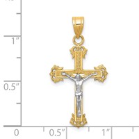 14K Two-tone Diamond-cut Crucifix Pendant view 3