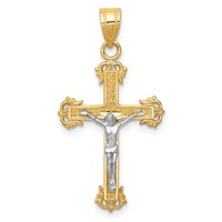 14K Two-tone Diamond-cut Crucifix Pendant view 1