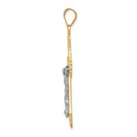 14K Two-tone Diamond-cut Crucifix Pendant view 2