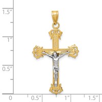 14K Two-tone Diamond-cut Crucifix Pendant view 3