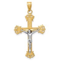 14K Two-tone Diamond-cut Crucifix Pendant view 1
