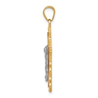 14K Tri-color Diamond-cut Filigree Crucifix Pendant view 2