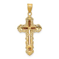 14K Tri-color Diamond-cut Filigree Crucifix Pendant view 4