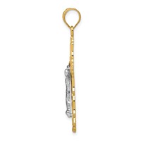 14K Tri-color Diamond-cut Filigree Crucifix Pendant view 2