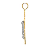 14K Tri-color Diamond-cut Filigree Crucifix Pendant view 2