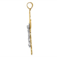 14K Tri-color Diamond-cut Filigree Crucifix Pendant view 2