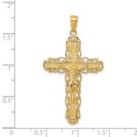 14K Yellow Gold Filigree Crucifix Pendant view 3