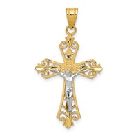 14K Two-tone Crucifix Pendant view 1