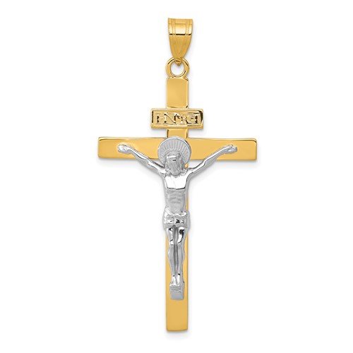 14K Two-tone Inri Crucifix Pendant