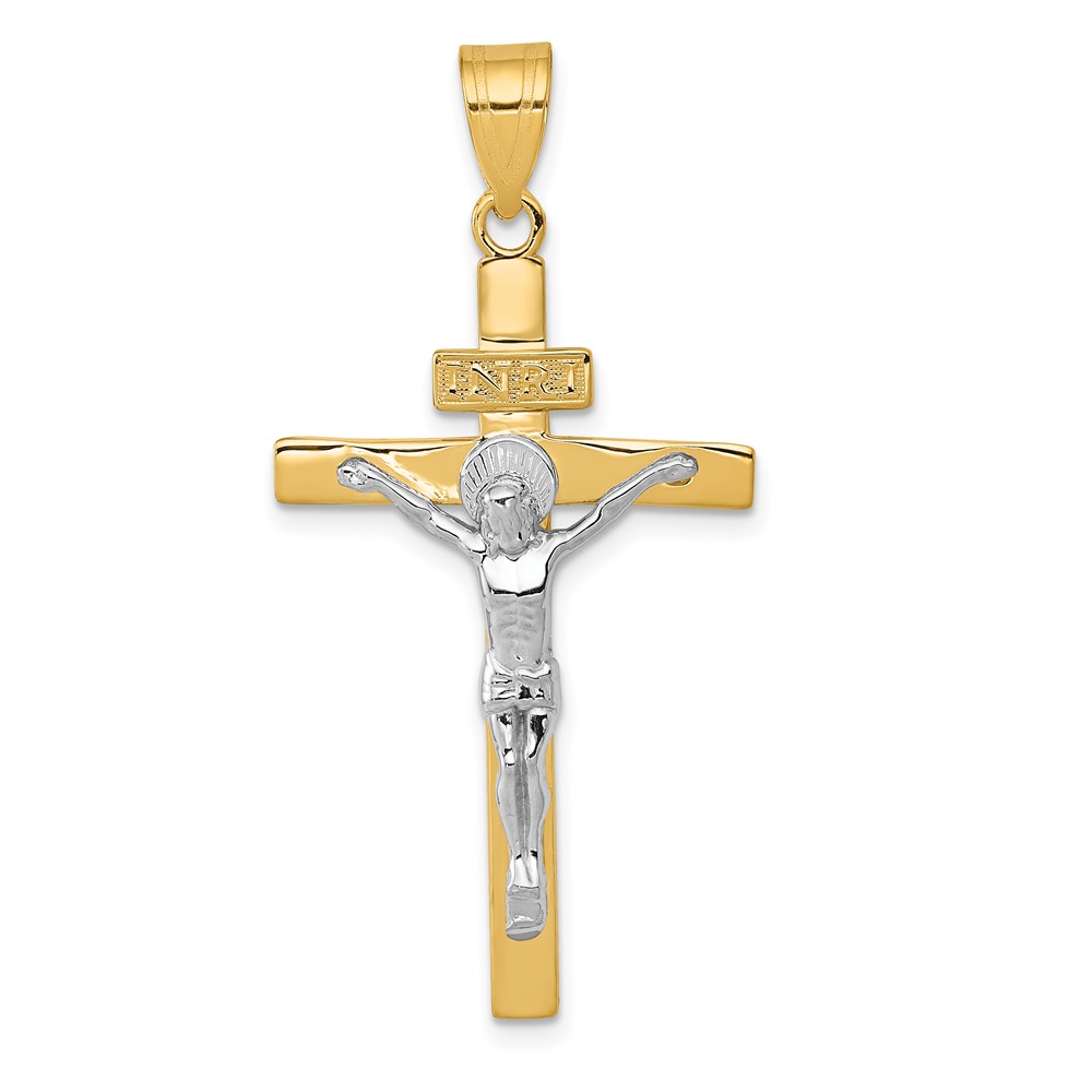 14K Two-tone Inri Crucifix Pendant