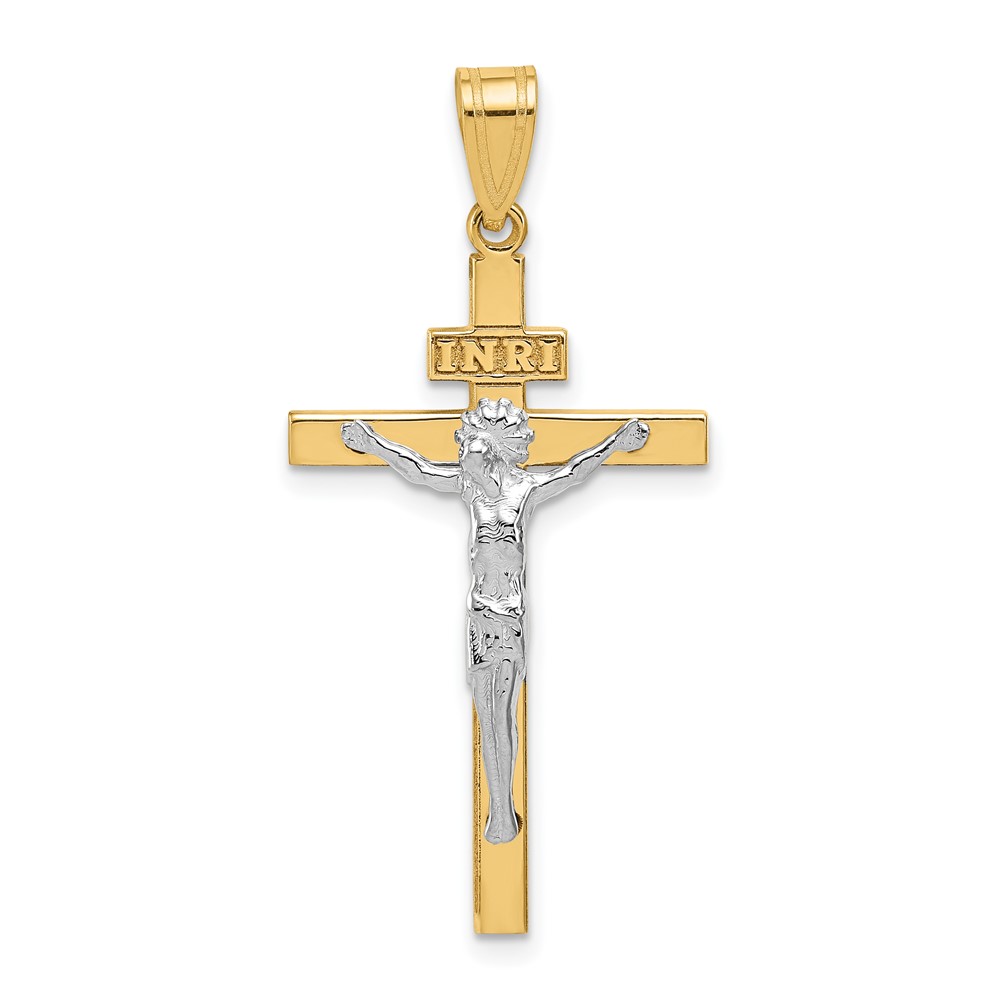 14K Two-tone Inri Crucifix Pendant