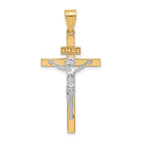 14K Two-tone Inri Crucifix Pendant