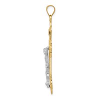 14K Two-tone Inri Fleur De Lis Crucifix Pendant view 2