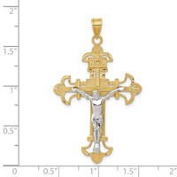 14K Two-tone Inri Fleur De Lis Crucifix Pendant view 3