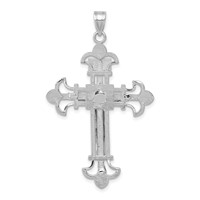 14K White Gold Inri Fleur De Lis Crucifix Pendant view 3