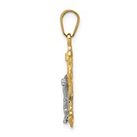 14K Two-tone Inri Fleur De Lis Crucifix Charm view 2