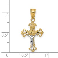 14K Two-tone Inri Fleur De Lis Crucifix Charm view 3