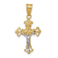 14K Two-tone Inri Fleur De Lis Crucifix Charm view 1
