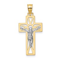 14K Two-tone Crucifix Pendant view 1
