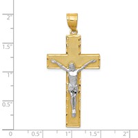 14K Two-tone Diamond-cut Crucifix Pendant view 3