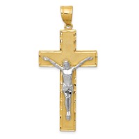 14K Two-tone Diamond-cut Crucifix Pendant view 1