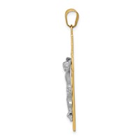14K Two-tone Diamond-cut Crucifix Pendant view 2