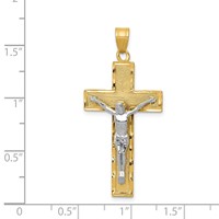 14K Two-tone Diamond-cut Crucifix Pendant view 3