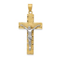 14K Two-tone Diamond-cut Crucifix Pendant view 1