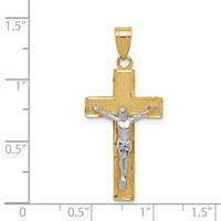 14K Two-tone Diamond-cut Crucifix Pendant view 3