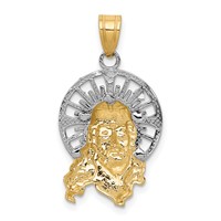14K Tri-color Diamond-cut Christ Charm view 4