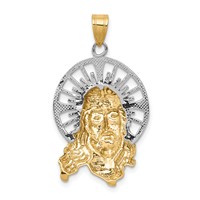 14K Tri-color Diamond-cut Christ Charm view 4