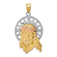 14K Tri-color Diamond-cut Christ Charm view 1