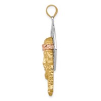 14K Tri-color Diamond-cut Christ Pendant view 2