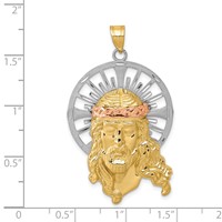 14K Tri-color Diamond-cut Christ Pendant view 3