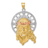 14K Tri-color Diamond-cut Christ Pendant view 1