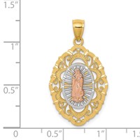 14K Tri-color Our Lady of Guadalupe Oval Pendant view 3
