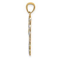 14K and White Rhodium Filigree Angel Pendant view 2