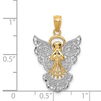14K and White Rhodium Filigree Angel Pendant view 3