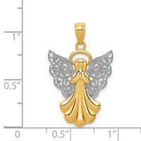 14K and White Rhodium Filigree Angel Pendant view 3