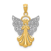 14K and White Rhodium Filigree Angel Pendant view 1