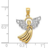 14K and White Rhodium Filigree Angel Pendant view 3
