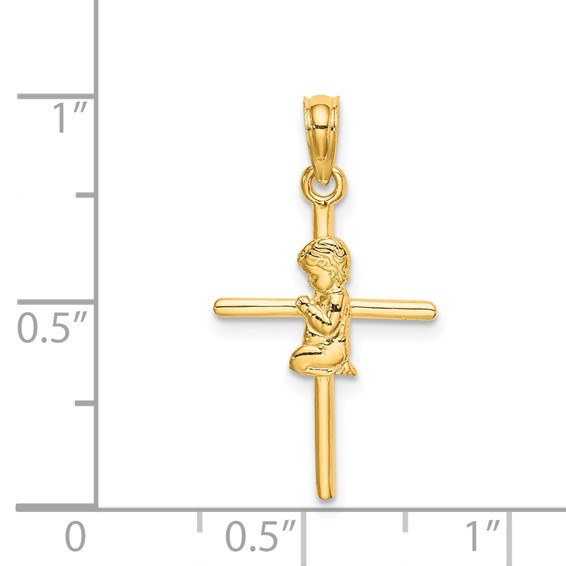 Gold Praying Child Cross Pendants