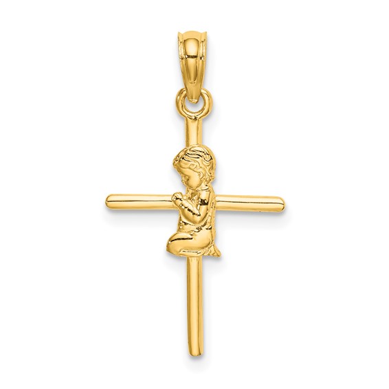 Gold Praying Child Cross Pendants