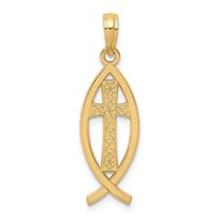14K Cross Ichthus Fish Pendant view 1