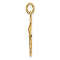 14K Yellow Gold Polished and Satin Solid Our Lady of Sorrows Medal Round Pendant view 2