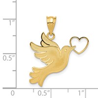 14K Dove with Heart Pendant view 3