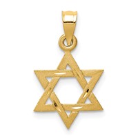 14K Yellow Gold Solid Satin Star of David Charm view 1