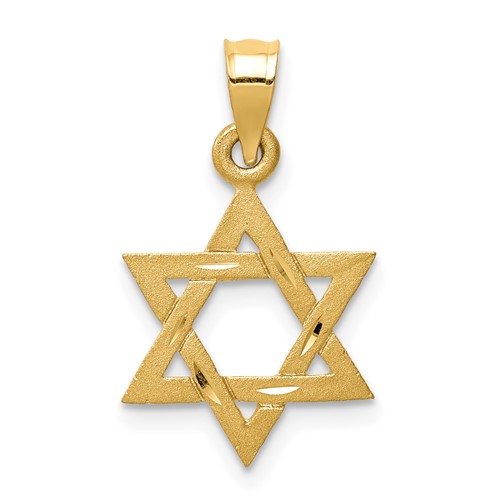 14K Yellow Gold Solid Satin Star of David Charm