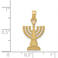 14K Yellow Gold Menorah Pendant view 3