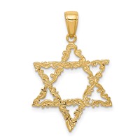 14K Yellow Gold Fancy Star of David Pendant view 1